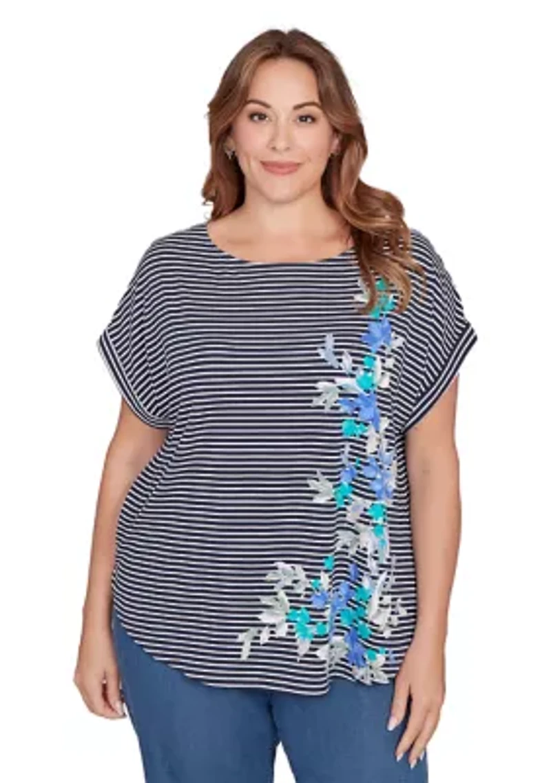 Plus Floral Stripe Jersey T-Shirt