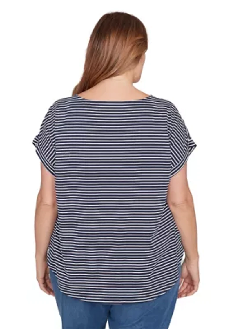 Plus Floral Stripe Jersey T-Shirt