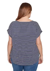 Plus Floral Stripe Jersey T-Shirt