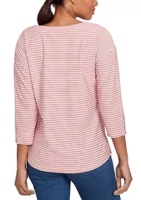 Petite Textured Mini Stripe Top