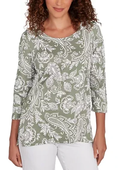 Petite Jacobean Paisley Puff Print Top