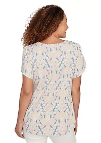 Women's Embellished Scallop Printed T-Shirt