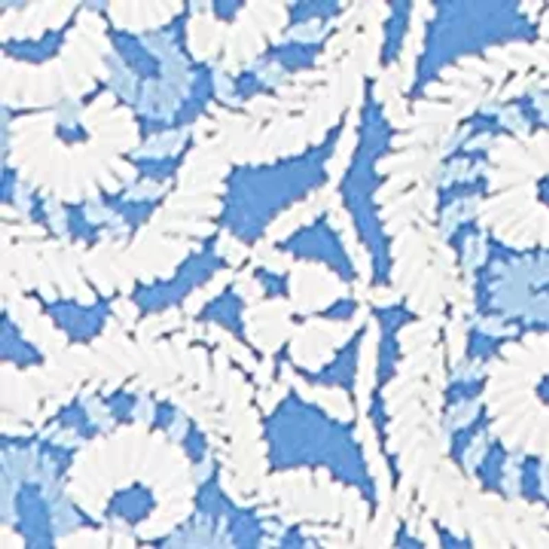 Women's Beaded Macrame Puff Print Top