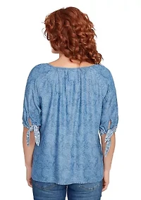 Plus Floral Border Super Soft Embellished T-Shirt