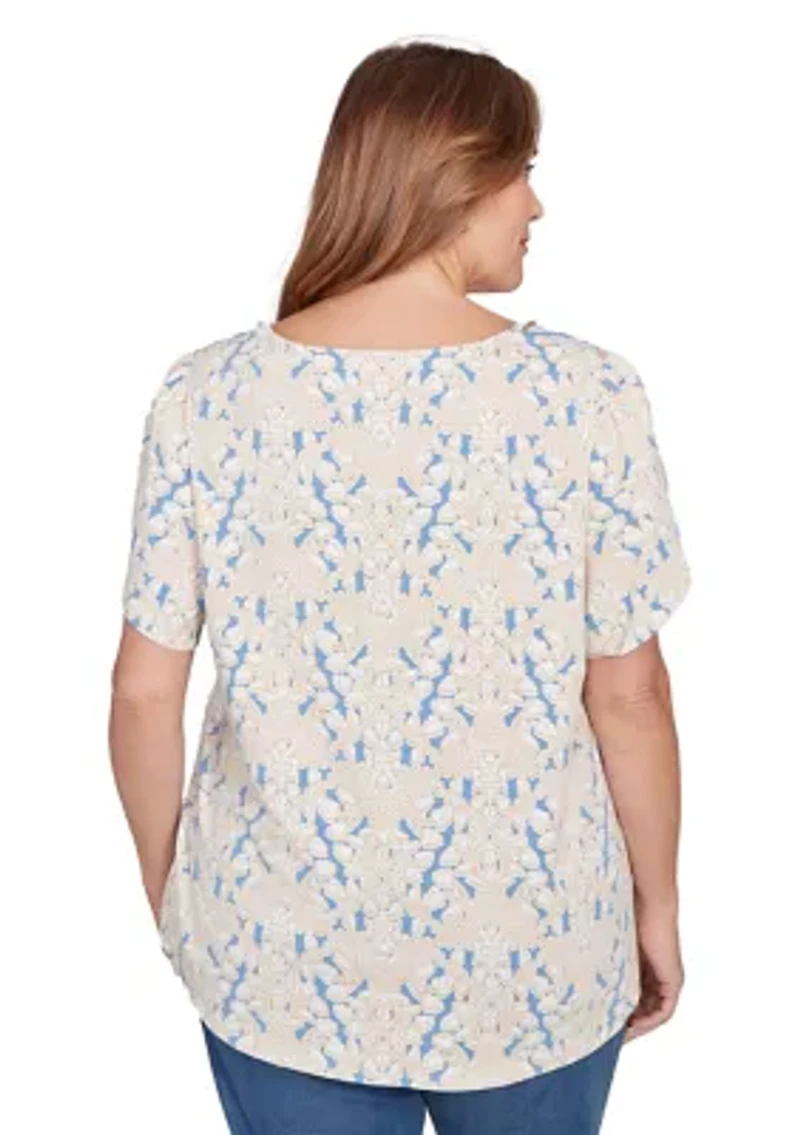 Plus Embellished Scallop Printed T-Shirt