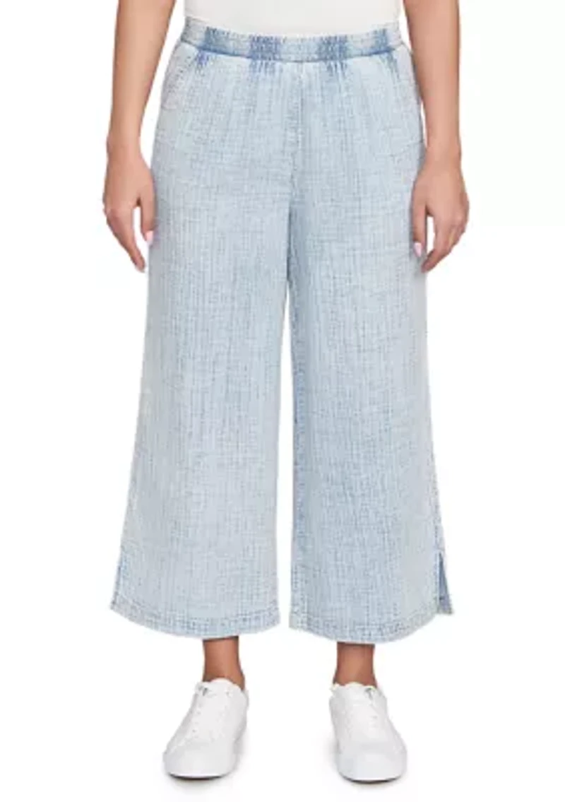 Petite Snow Washed Wide Leg Pants