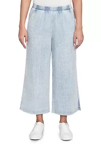 Petite Snow Washed Wide Leg Pants