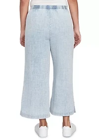 Petite Snow Washed Wide Leg Pants