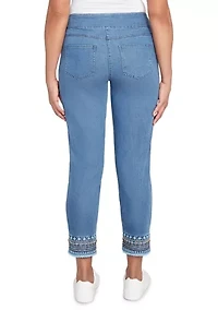 Petite Soft Beaded Embroidery Jeans