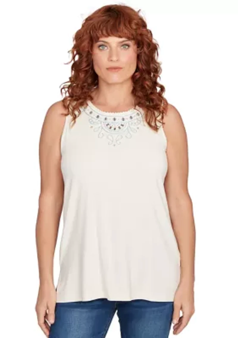 Petite Beaded Embroidery Tank Top