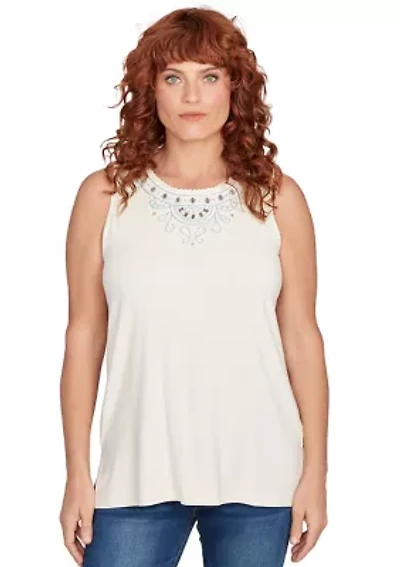 Petite Beaded Embroidery Tank Top