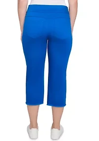 Women's Soft Denim Pull On Fringe Capri Pants