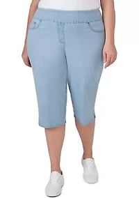 Plus Extra Stretch Denim Pull On Clamdigger Pants