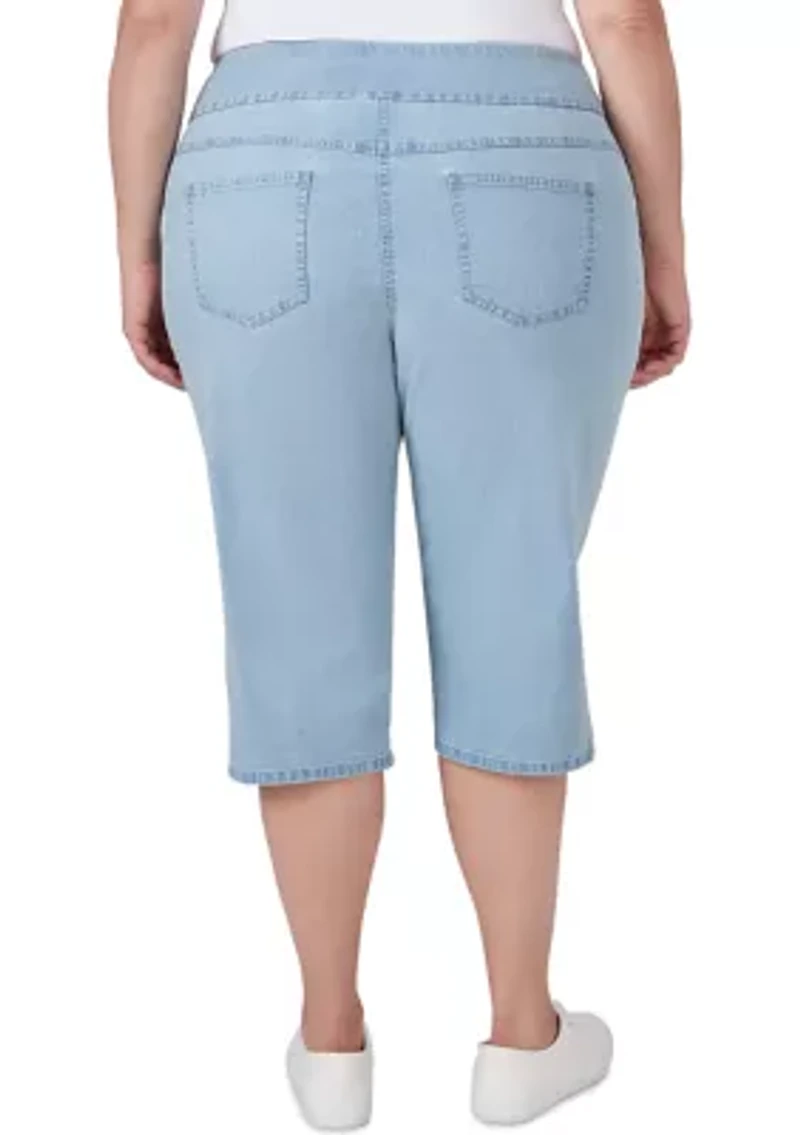 Plus Extra Stretch Denim Pull On Clamdigger Pants