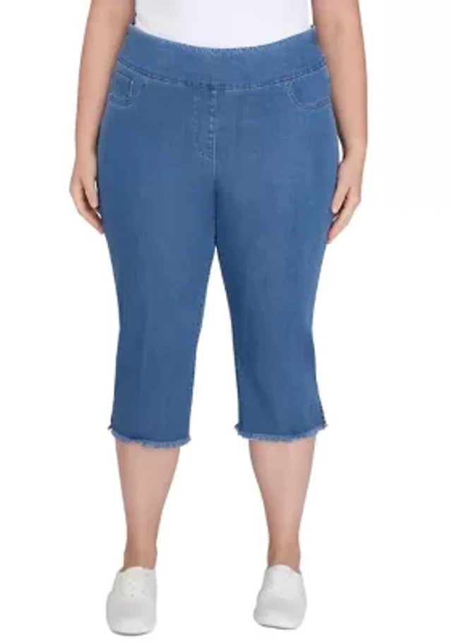 Alfred Dunner Petite Classics Denim Fringe Capri Pants at Hamilton
