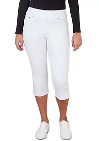 Petite Extra Stretch Denim Pull On Capri Pants