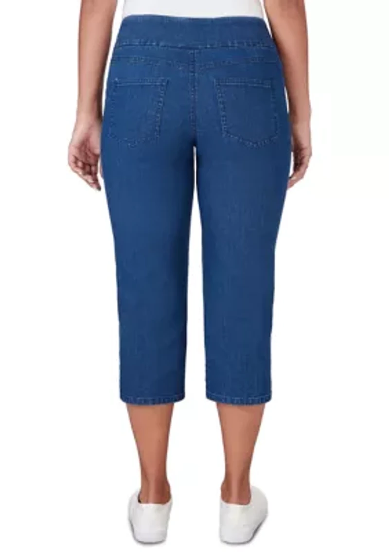 Petite Extra Stretch Denim Pull On Capri Pants