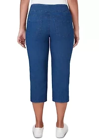 Petite Extra Stretch Denim Pull On Capri Pants