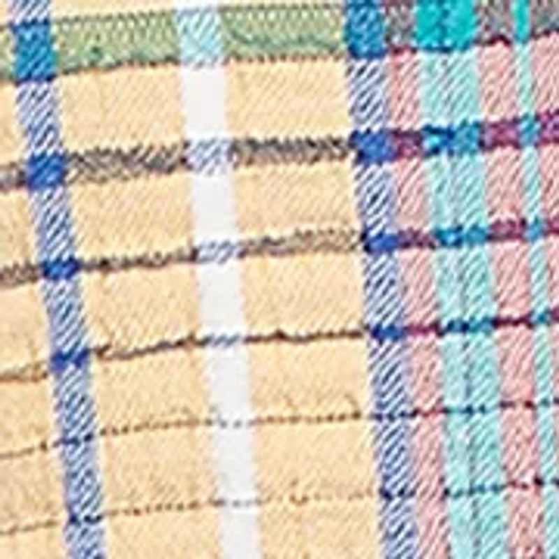 Petite Crinkle Knit Plaid Button Down T-Shirt