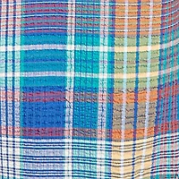 Petite Crinkle Knit Plaid Button Down T-Shirt