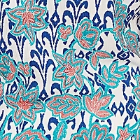 Petite Floral Overlay Ikat Embroidered T-Shirt