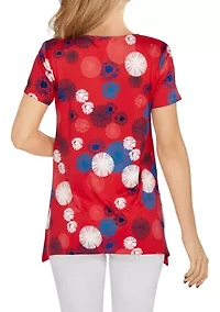 Petite Let's Celebrate! Fireworks Puff Print Top