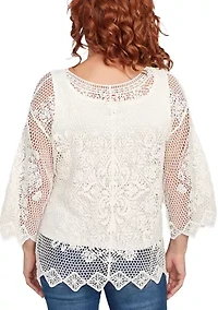 Petite Lined Medallion Crochet Top