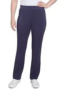 Women's Solid Scuba Knit Pleated Pants