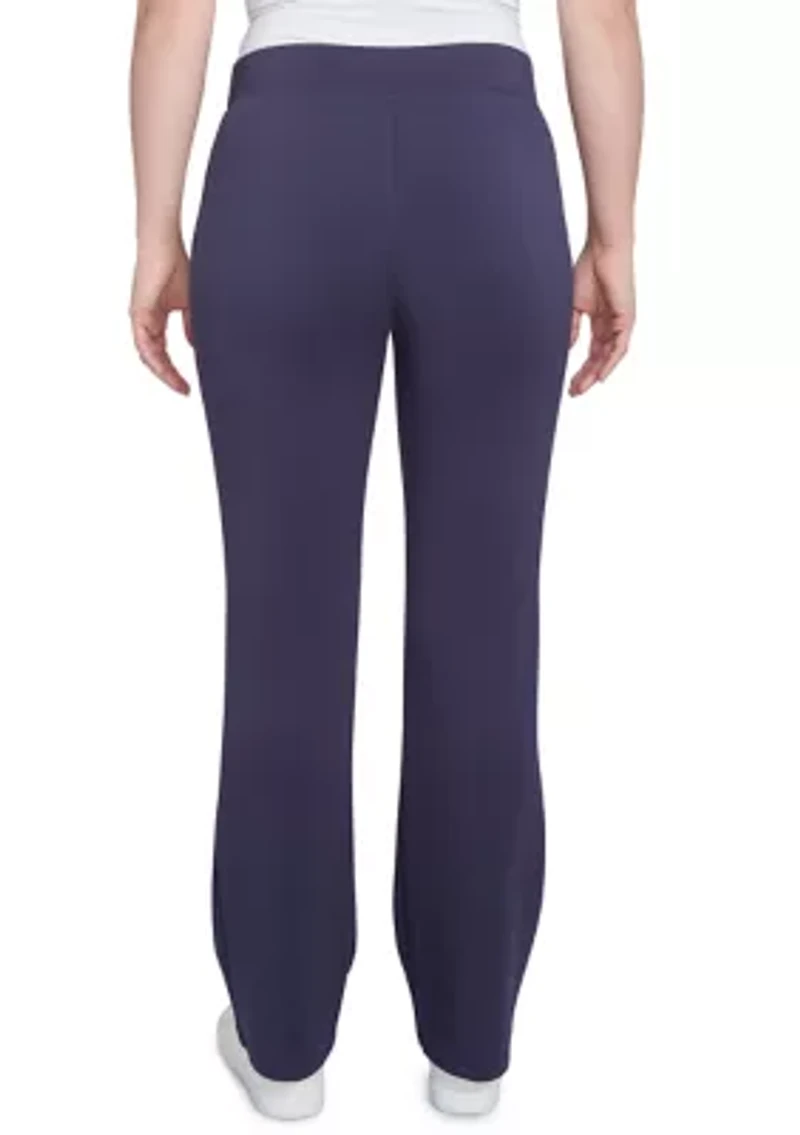 Women's Solid Scuba Knit Pleated Pants