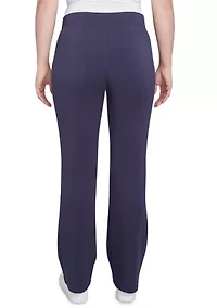 Women's Solid Scuba Knit Pleated Pants