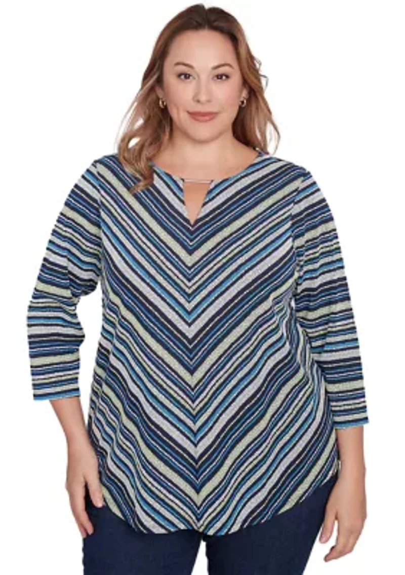 Plus Pebble Stripe Knit Top