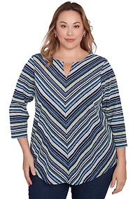 Plus Pebble Stripe Knit Top