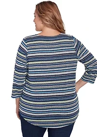 Plus Pebble Stripe Knit Top