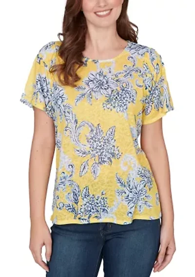 Women's Floral Drift Shirred Sleeve Shirt