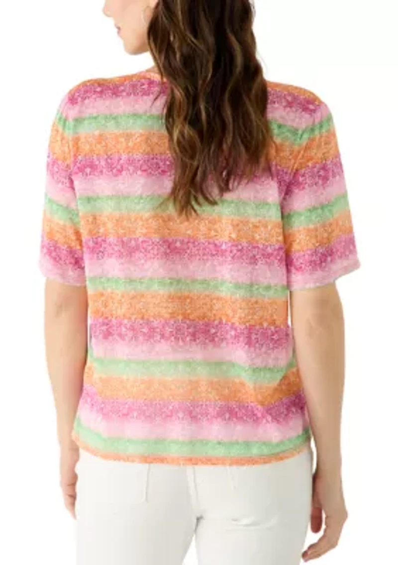 Women's Short Sleeve V-Neck Print Top