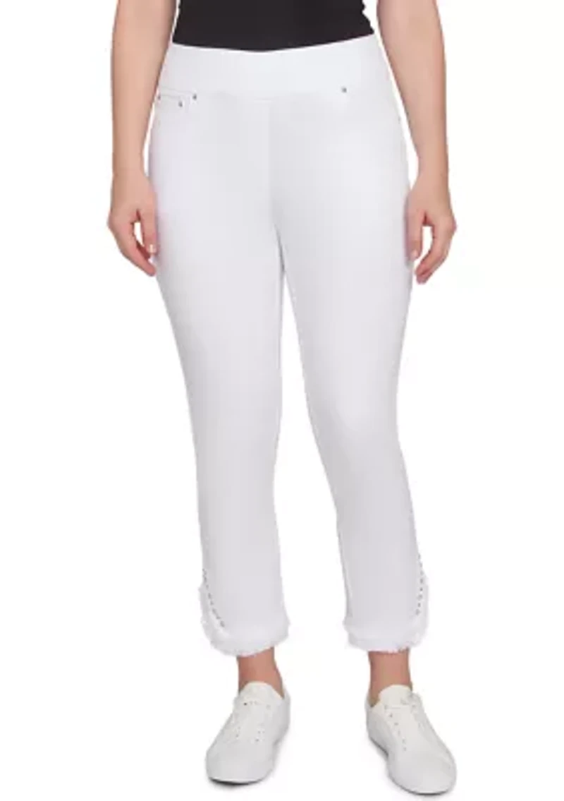 Women's Luxury Pull-On White Denim Jeans