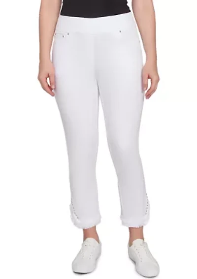 Women's Luxury Pull-On White Denim Jeans