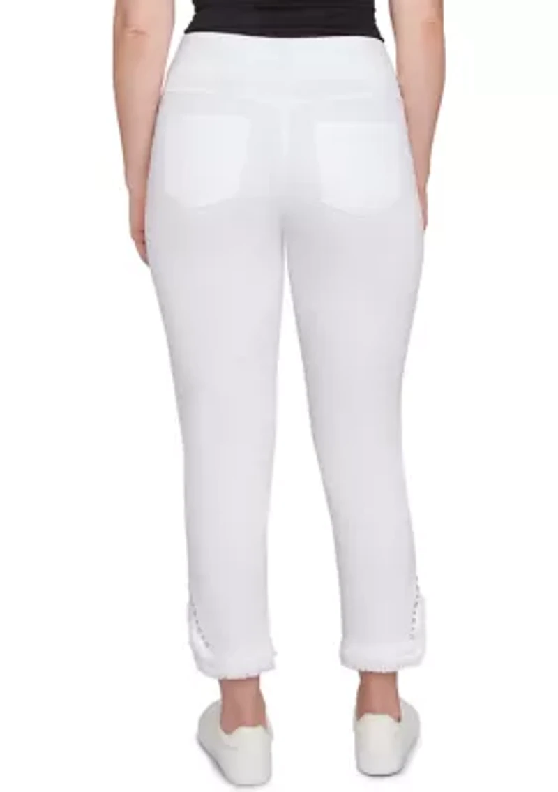 Women's Luxury Pull-On White Denim Jeans