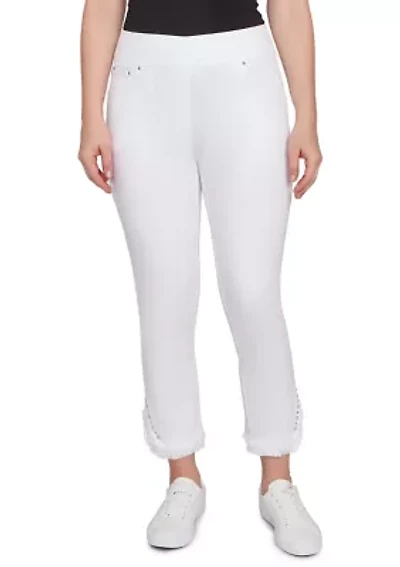 Plus Luxury Pull On White Denim Jeans