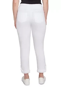 Plus Luxury Pull On White Denim Jeans