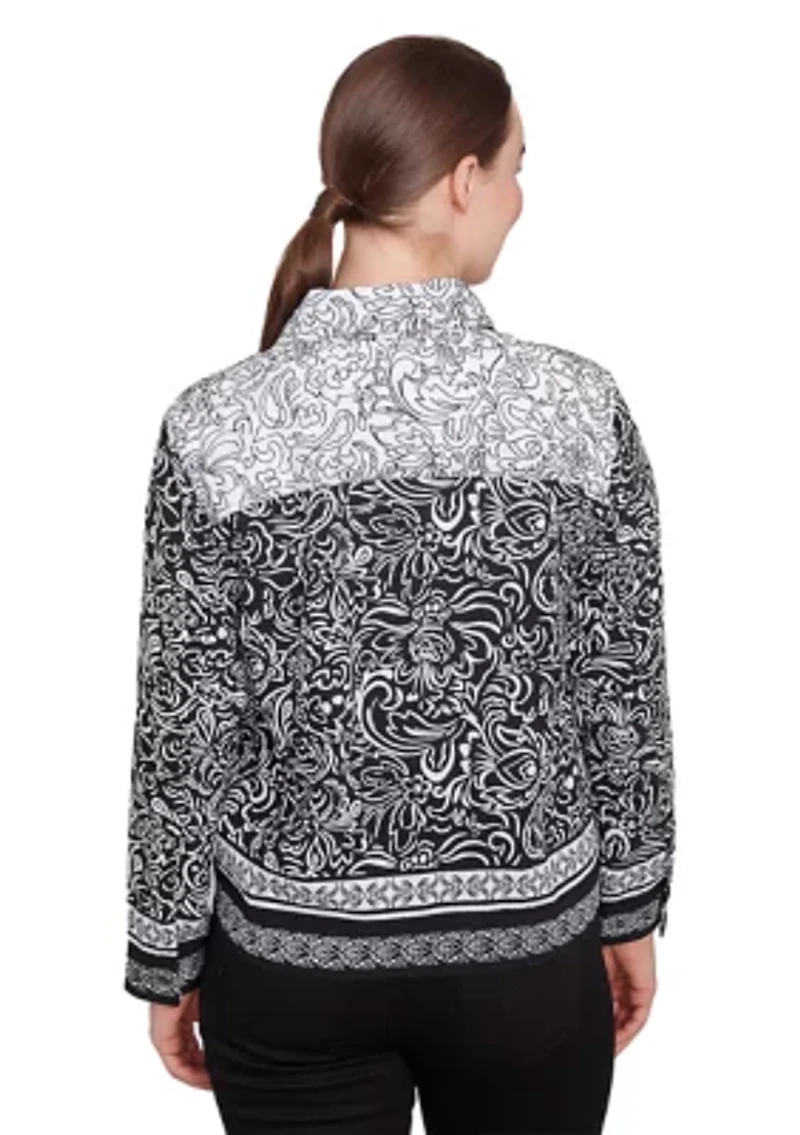 Petite Abstract Botanical Luxe Voile Jacket