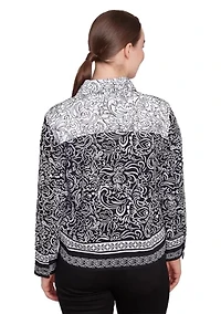 Petite Abstract Botanical Luxe Voile Jacket