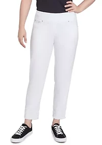 Women's Embroidered Extra Stretch White Denim Jeans