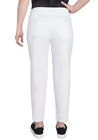 Women's Embroidered Extra Stretch White Denim Jeans