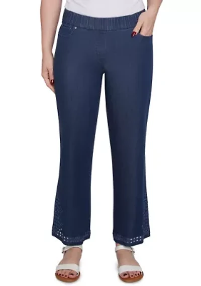 Women's Eyelet Embroidered Dark Bootcut Jeans