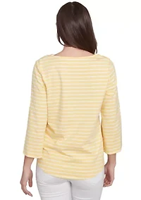 Women's Square Neck with Trim Stripe Knit Top