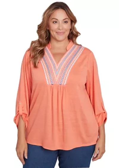 Plus Soft Relaxed Textured Trim Top