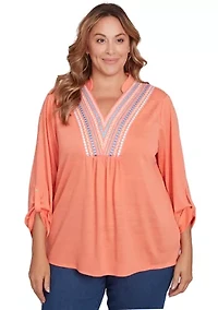 Plus Soft Relaxed Textured Trim Top