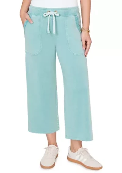 Women's Snow Washed French Terry Pull On Capri Pants