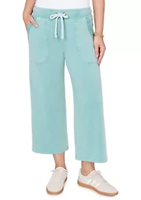 Women's Snow Washed French Terry Pull On Capri Pants